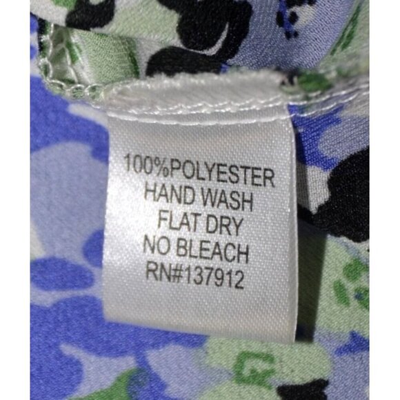 Maria Gabrielle Ladies Green Floral Blouse Top Size L Pleated Lightweight - Picture 11 of 12